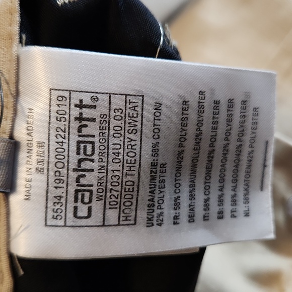 Carhartt WIP Hooded Theory Sweat Size M Beige Cargo Pants - Picture 7 of 7